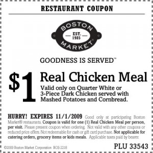 Print - Boston Market Coupon